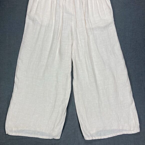 Tahari Linen Wide Leg Cropped Pants Women XL High Rise Pockets Cottage Core Boho - Picture 8 of 15